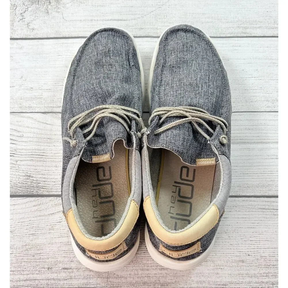 Hey Dude Men’s Paul Chambray Moonrock Casual Slip On Shoes Gray Size 13